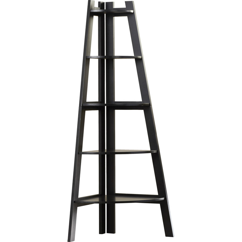 Husby 63.5"H X 26"W Corner Bookcase, Black