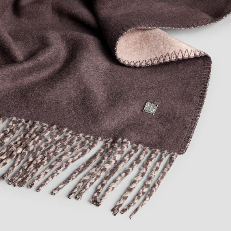 Marinetti Throw Blanket, 83" L x 79" W, Beaujolais/Golden Ecru