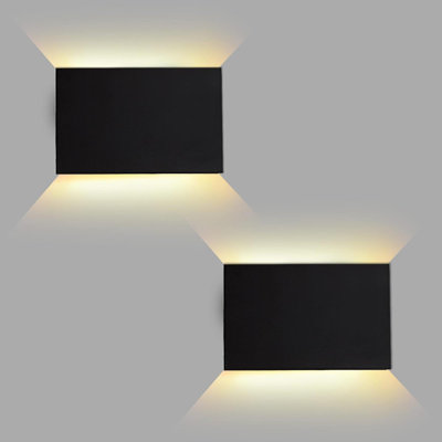 LED Wall Sconce, Plastic Modern Wall Light Fixtures, Indoor Outdoor Up And Down Wall Lighting For Living Room Bedroom Hallway Corridors, Warm 2-Pack