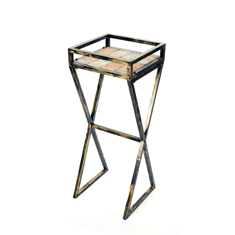 Support pour plante en métal 35,5 po Stone Stone Slab - finition thermolaquée, largeur 14,61 po
