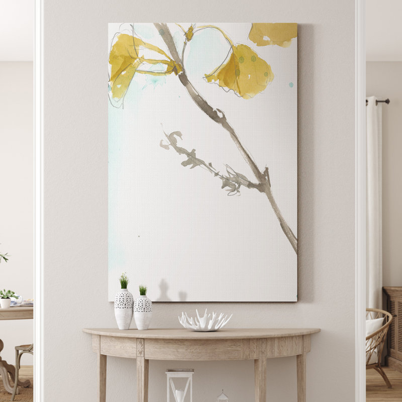 Reproduction d’art sur toile tendue « Ginkgo on Dusty Teal VI », H 36 po x l 24 po x P 1 po