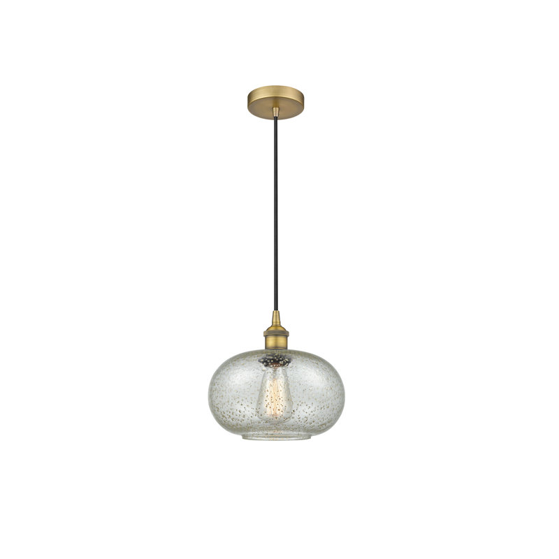 Luminaire suspendu simple à 1 lumière Bobtown, Mica, Laiton brossé