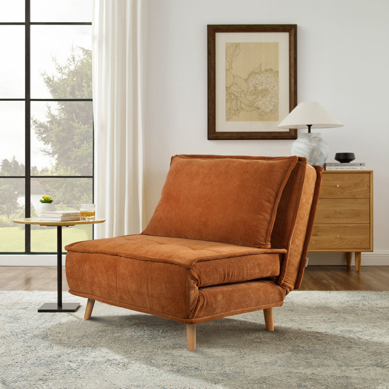Mikell Upholstered Convertible Sleeper Accent Chair, Orange