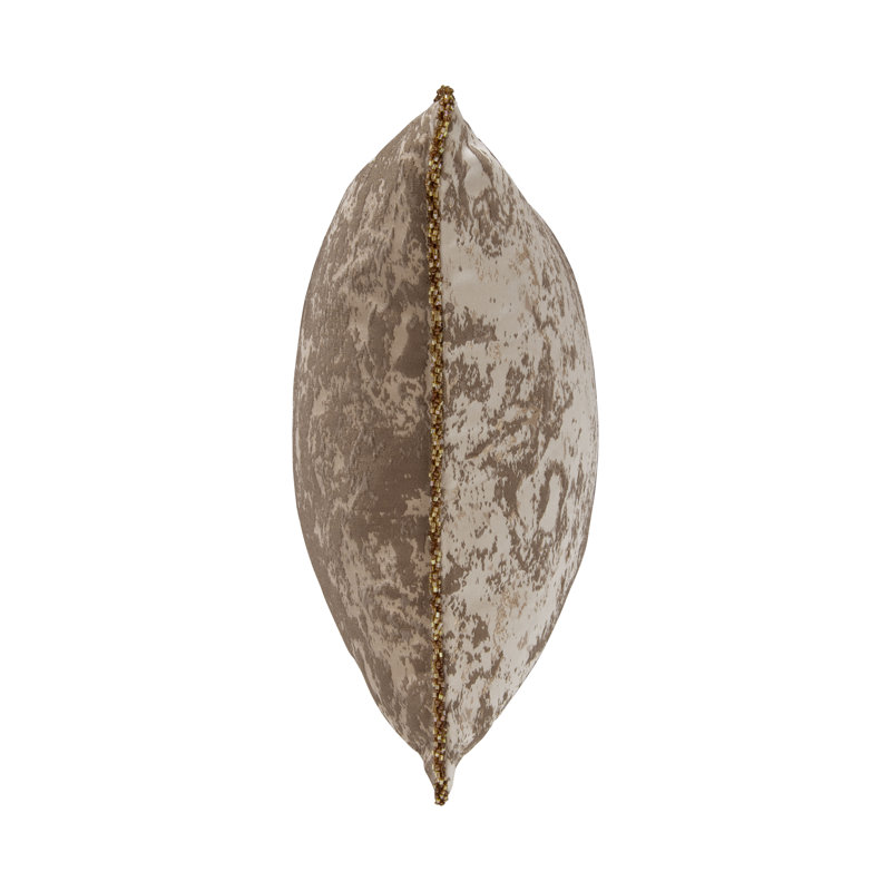 Mica Brocade Woven Throw Pillow, Brown/Gold/Cream, Duck Down/Feather