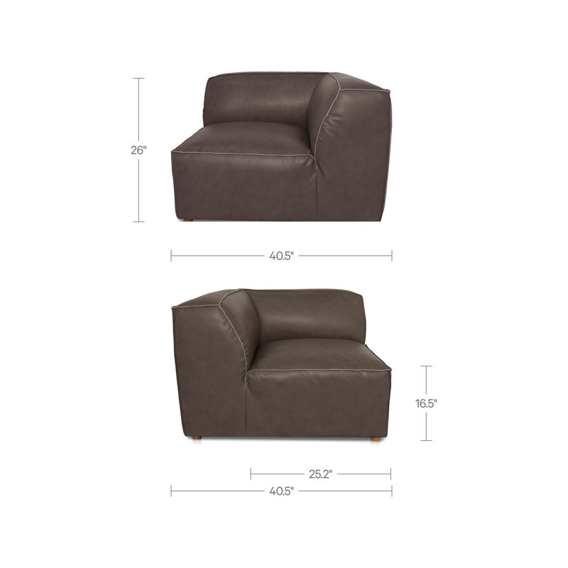 Fauteuil de coin Form en cuir brun ardoise