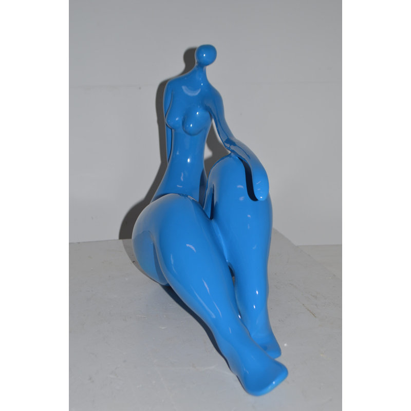 Women on the Beach Resin Statue - Amana Contemporary Modern Art Design for Home, 28"L x 8"W x 16"H, Blue