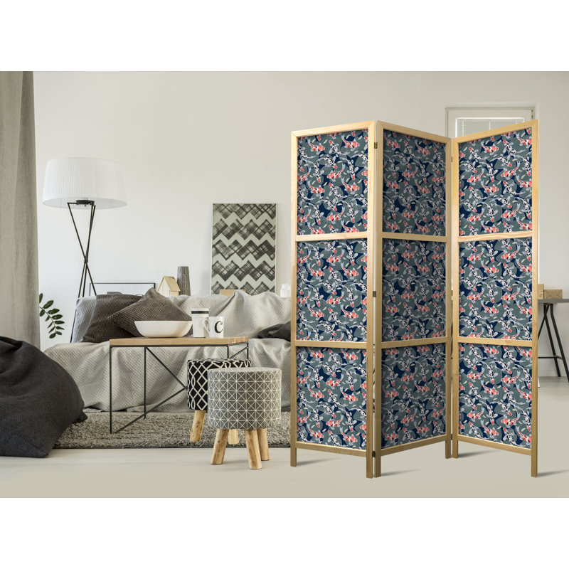 171cm H Solid Wood Folding Room Divider, 171cm H x 135cm W x 1.2cm D, 3