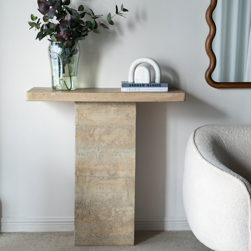 Coffee Table with Pedestal Base, Cream