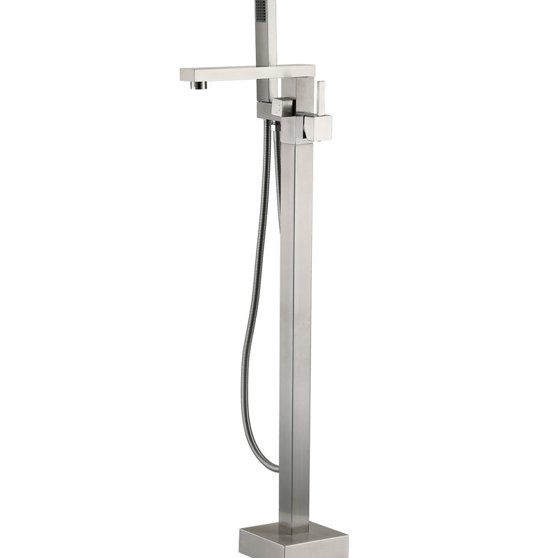 Brushed Nickel Tub Faucet With Hand Shower - Build, 38.29 In Product Depth, Bathroom 3.9 Gpm Max Water Flow,