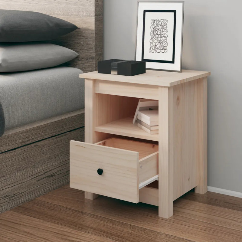 Bedside Cabinet 40X35x49 Cm Solid Wood Pine, Brown