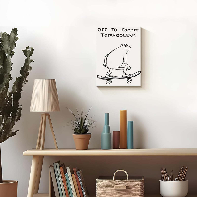 Funny Frog Wall Art Funky Skateboard Frog Prints for Wall Decor 30x40cm