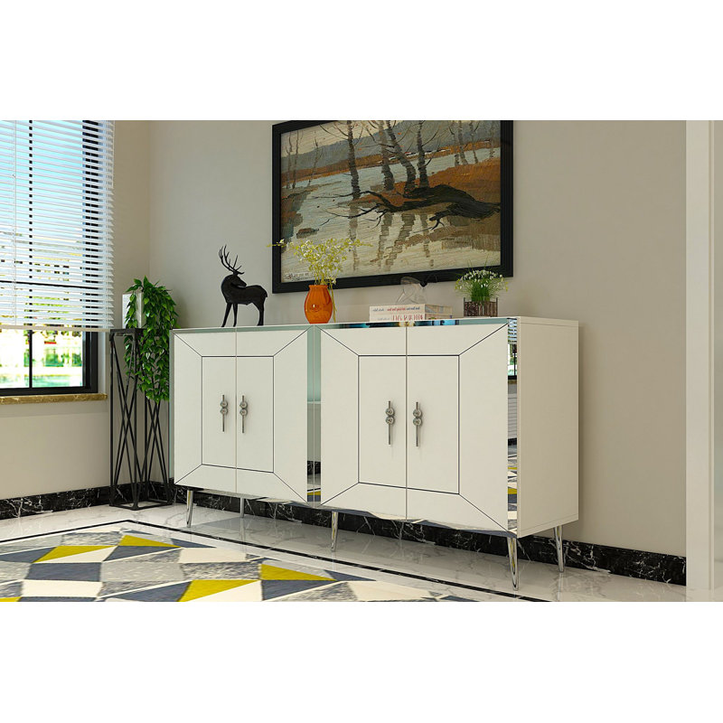 Olivia 150cm Console Table, Cream/Silver