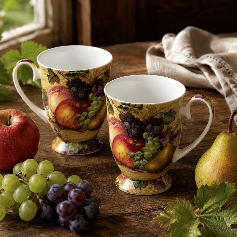 Ensemble de 2 tasses à café ou à thé Bone China English Botanical
