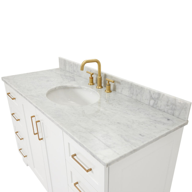 ARIEL TAYLOR 49 IN SINGLE RECTANGLE SINK VANITY, 54", Oval, Gray