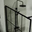 Écran de douche 46 po x 72 po noir pour verre trempé, barre supérieure stable et stable