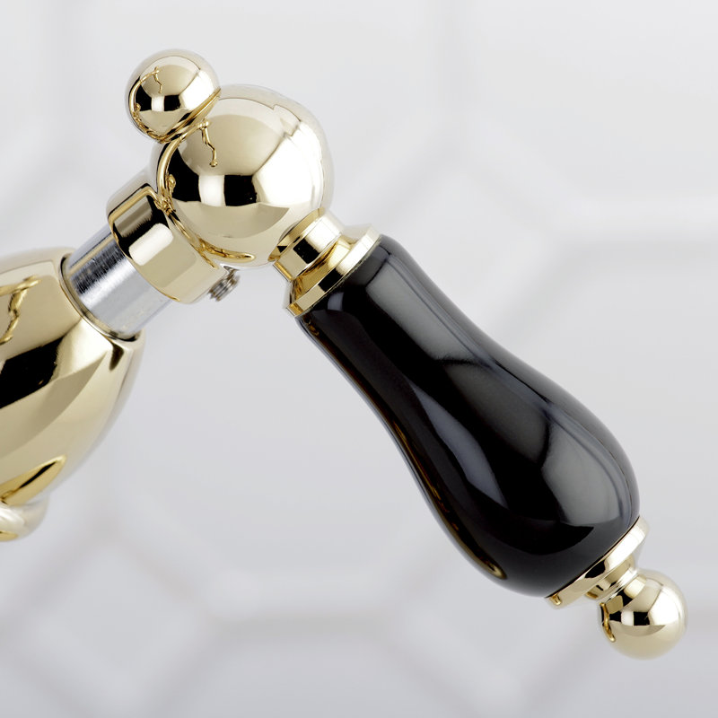 Kingston Brass Duchess Two-Handle 1-or-3 Hole Deck Mount Bathroom Faucet with Brass Pop-Up, Polished Brass