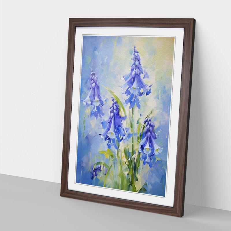 Bluebell Flower Impressionism - Framed Print, 34cm H x 25cm W x 2cm D, Walnut Framed