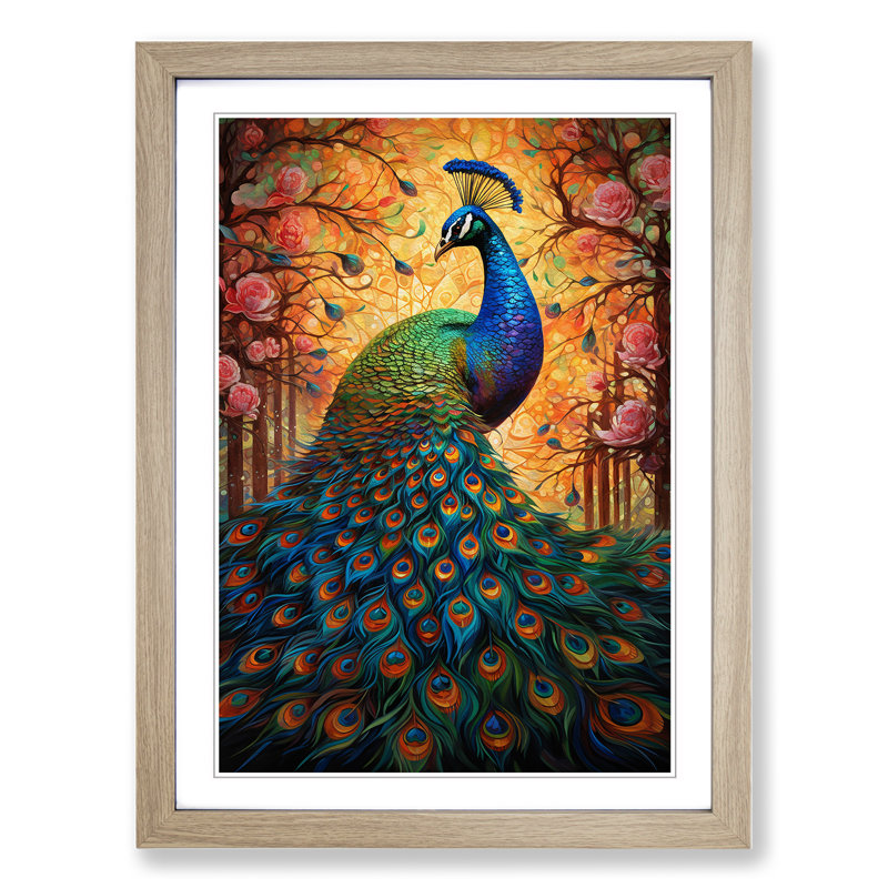 Peacock Orphism Framed Print, Oak Framed, 46cm H x 34cm W x 2cm D