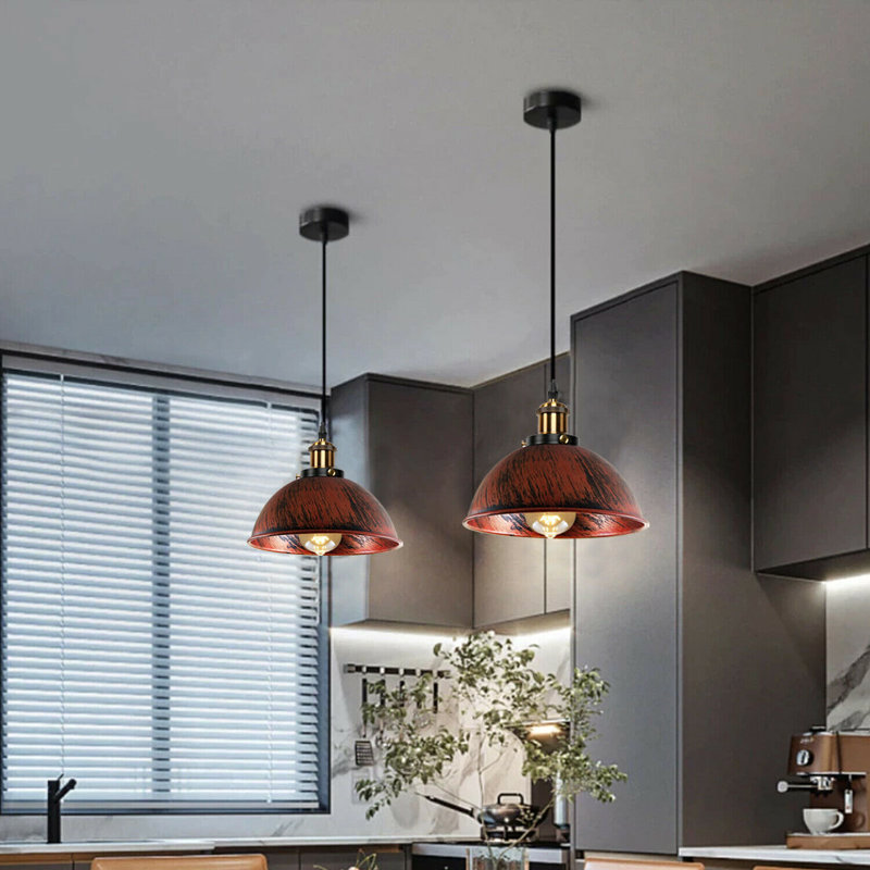 Arroyo 1 - Light Black Dome Pendant, Rustic Red