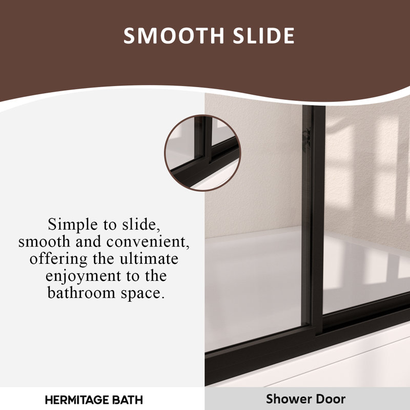 Vetra 59 In. W X 56 In. H Sliding Framed Tub Door in Matte Black With Clear Glass, Matte Black