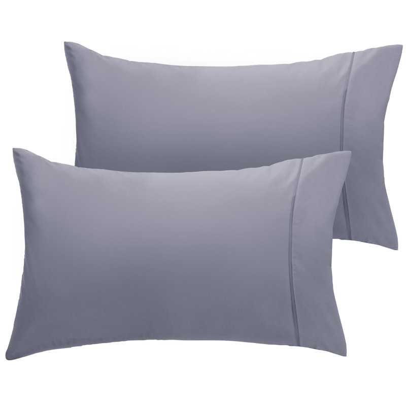 LuxClub 2 PC Light Grey Queen Performance Microfiber Solid Pillowcase Set, Light Gray, Queen Pillowcase