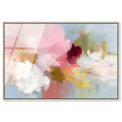 "Floral Haze IV", reproduction murale encadrée rose par Art Remedy, cadre blanc, 30 x 20