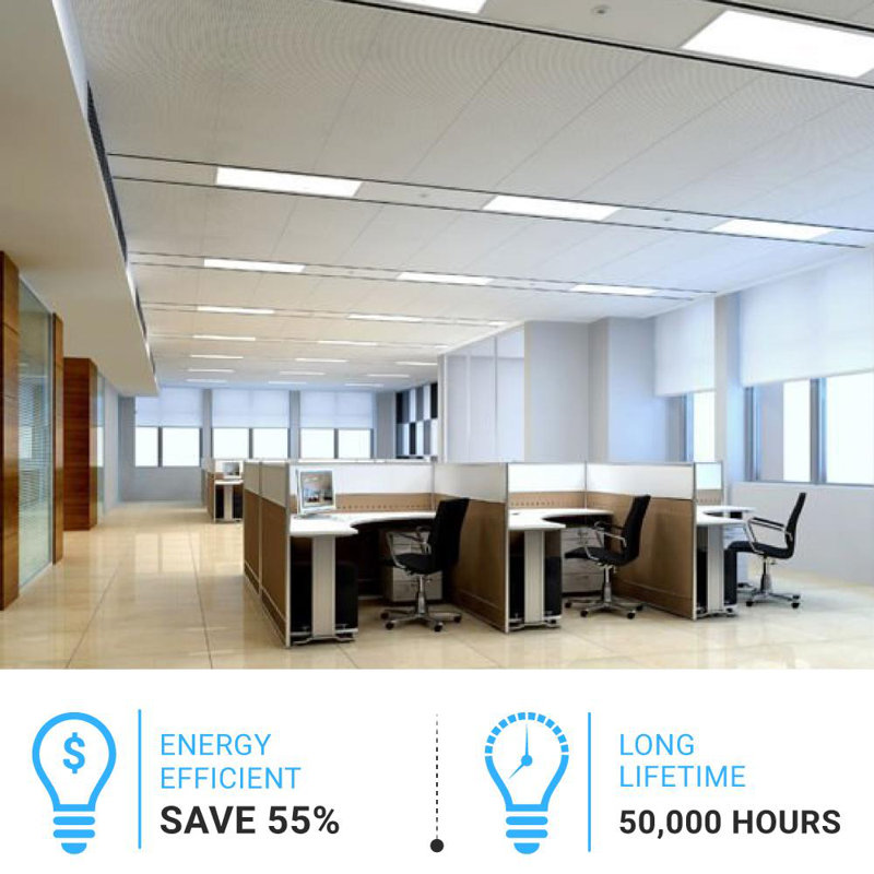 Dimmable Rectangle Troffer Ceiling Light (Set of 2), 4000K