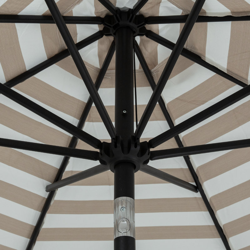 Parasol de marché 9 pi Sain, Blanc; beige; noir / rayé