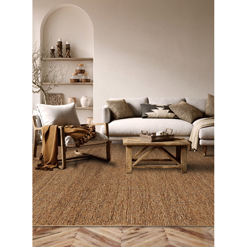 Terra Flatweave Wool Area Rug in Bronze/Brown, Rectangle 9' x 12'