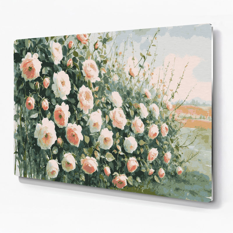 «Farm Country Rose Sprays», art mural en métal beige, H 11 po x l 14 po