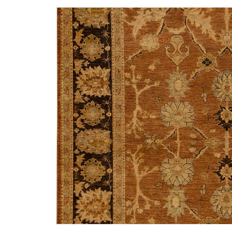 Wool Oriental Area Rug in Brown/Rust/Black