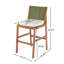 Ensemble de 2 tabourets de bar d'extérieur en bois d'acacia avec finition teck et coussins crème