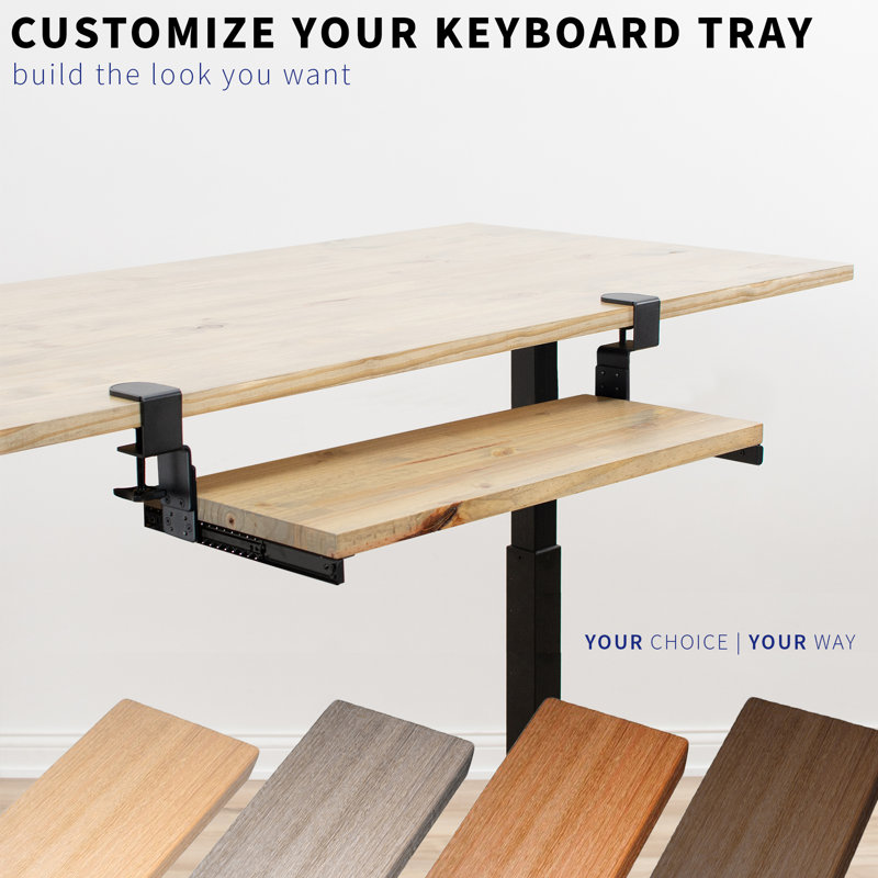 Black Adjustable Under-Desk Keyboard Tray Rail Set