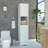Tall Narrow Bathroom Storage Cabinet, 2 Door Cupboard with Open Middle Compartment -White