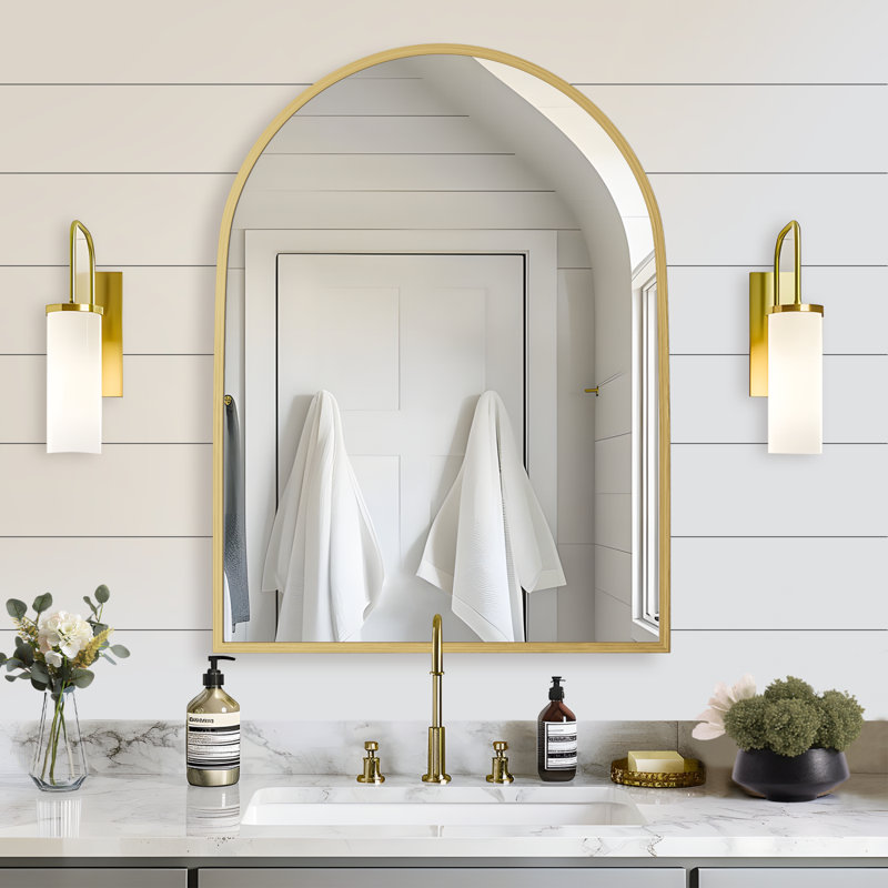 Miroir de salle de bain Apte, Doré, 31,07 po x 24,07 po, Ensemble de 2