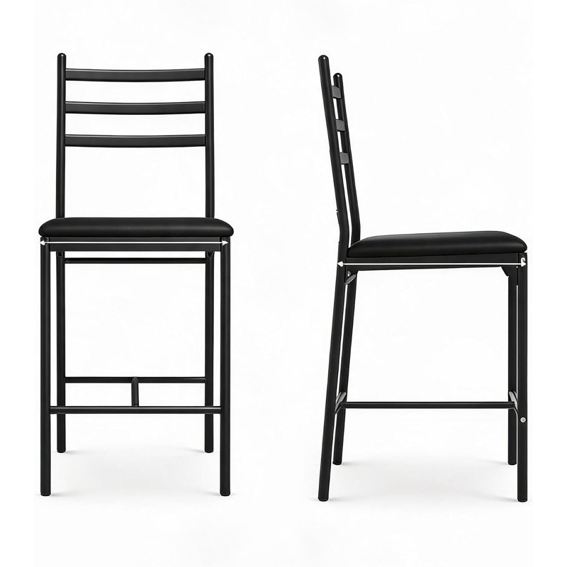 Counter Stool with Metal Frame, Gold, Black