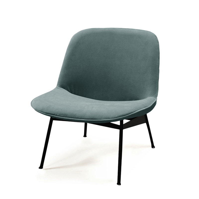 Chiado 24" W Velvet Side Chair, Teal Velvet, Black