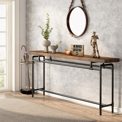 Console industrielle de 70,9 po, longue table d'entrée étroite pour le salon