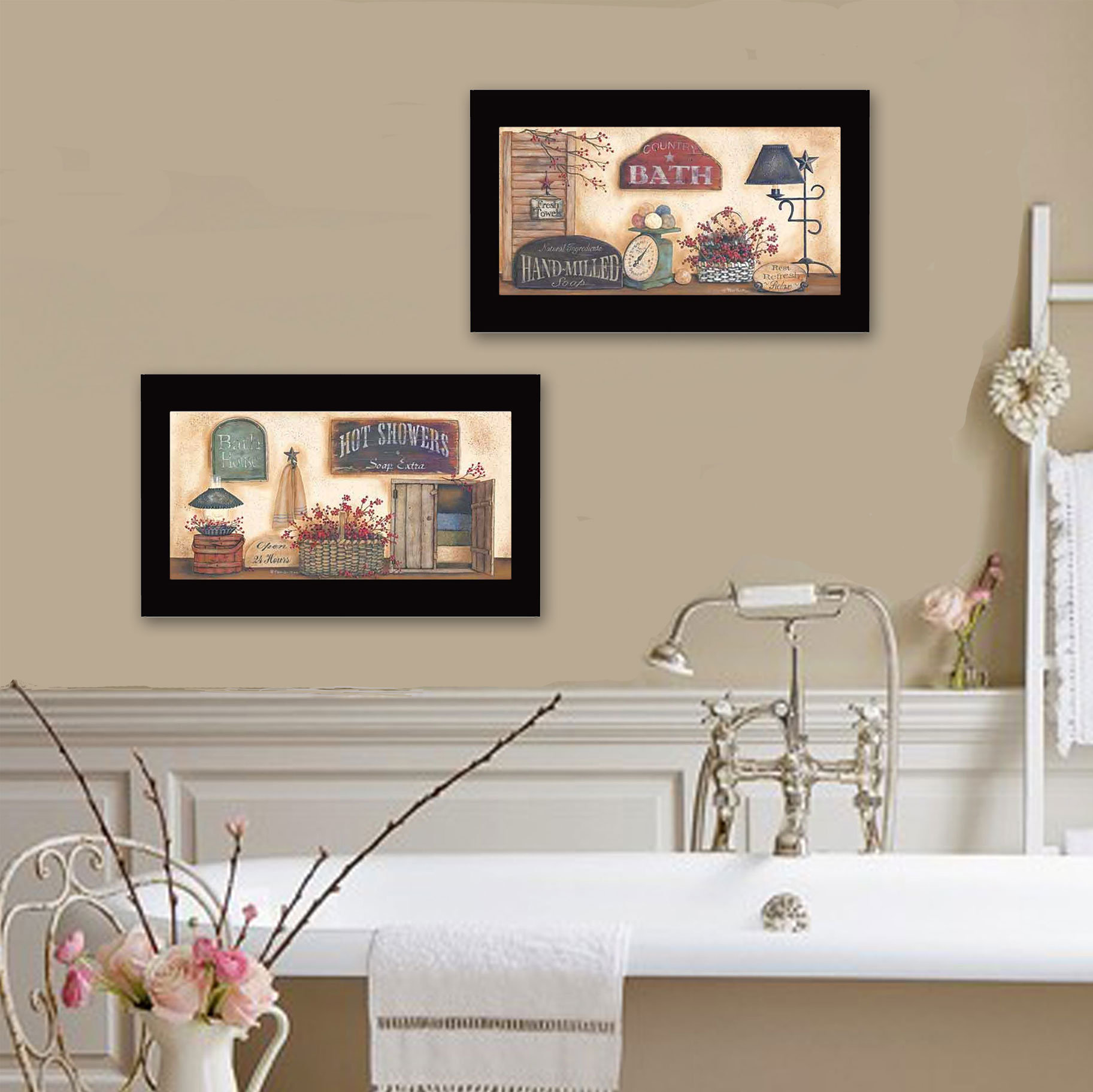 Charlton Home® Bath 2-Piece Vignette Framed Wall Art for Living Room ...
