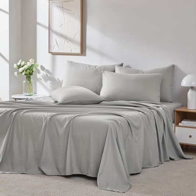 Southshore Fine Linens Vilano Springs Extra Deep Pocket 4-Piece Sheet Set, Ultra Soft Double-Brushed 110 GSM Microfiber Bedding, 21-Inch Deep Pocket, 2 Pillowcases, Twin XL, Steel Grey