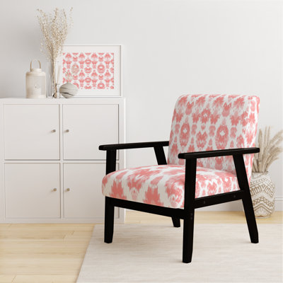 Chaise d'appoint Boho - Fauteuil rose et blanc Ikat