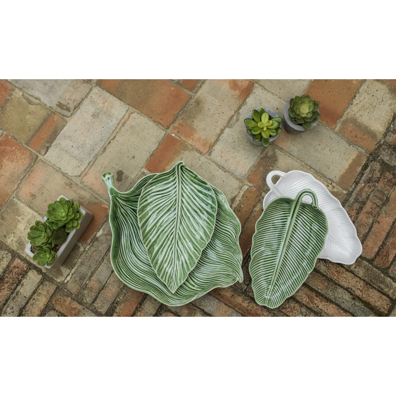 Ensemble de 2 sculptures de feuilles et de bananes, Vert