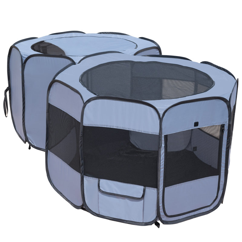 Large Gray Double Room Pop-Up Pet Playpen