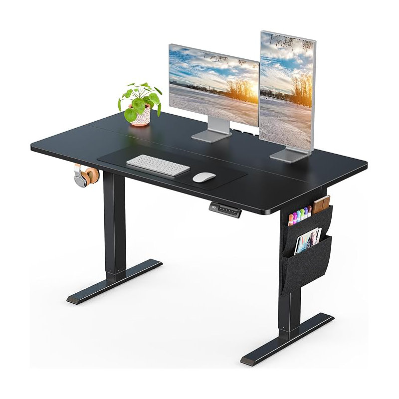 Adjustable Metal Base Standing Desk, 118cm.H x 160cm.W x 80cm.D , Beige/White