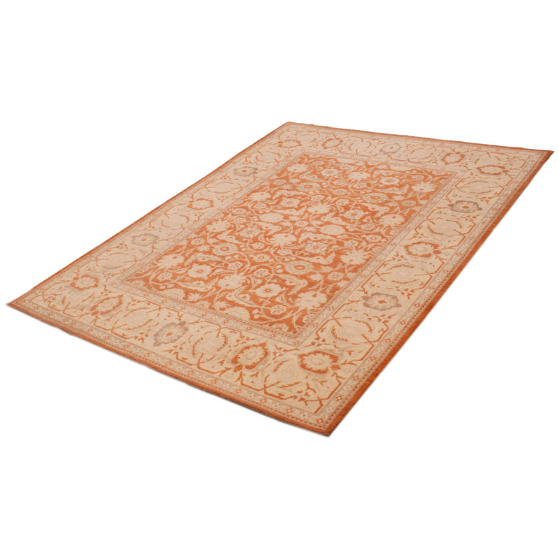 Tapis orange nouvel âge en laine 7 pi 10 po x 10 pi Aleema