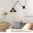 Vintage Adjustable Handwoven Rattan Shade Swing Arm Wall Sconce - Black