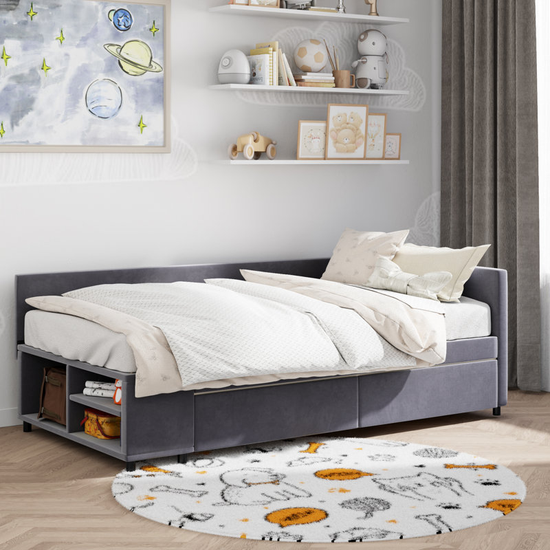 Lit plateforme tapissier en L