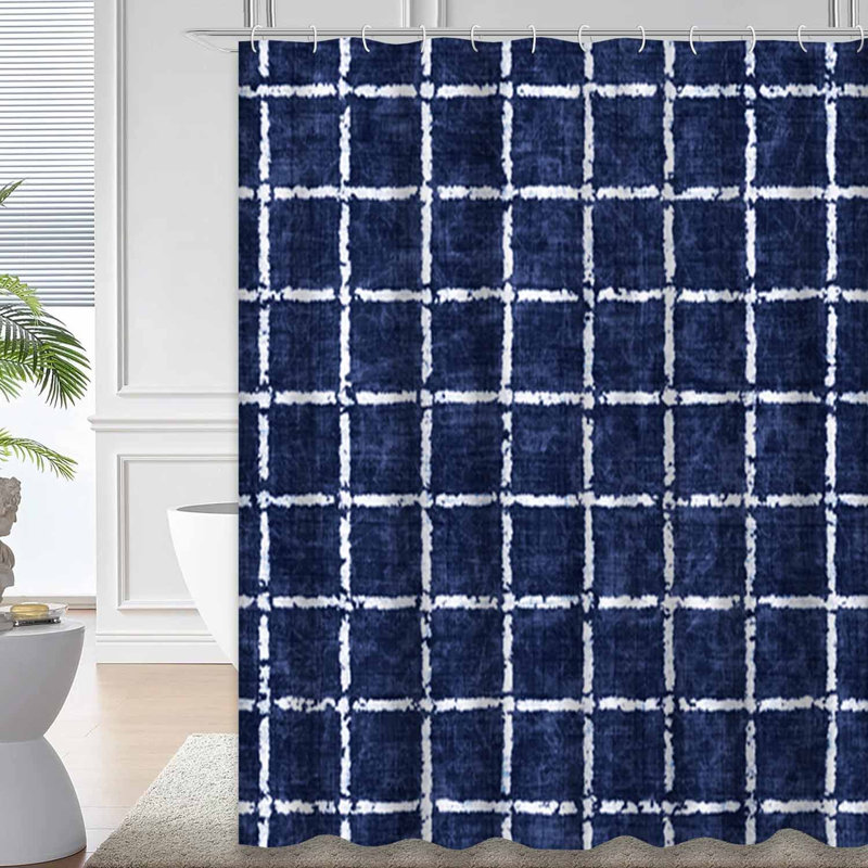 Rideau de douche Broken Grid Indigo, L 72 po x l 78 po