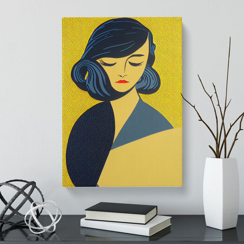 Jonesy Pop Woman In Gold - Wrapped Canvas Print, 50cm H x 35cm W x 3cm D, Canvas