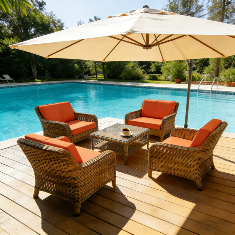Fade Resistant Outdoor Chair Cushions Set Of 4, 28.5X28.5 Deep Seat Patio Cushions, 28D High Resilience Foam Replacement Patio Chair Cushions Set Of 4 With Removable Cover For Sofa, Adirondack Chair, Sectional,Orange